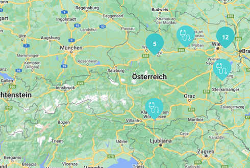 Die Karte zeigt das Bundesgebiet von Österreich.