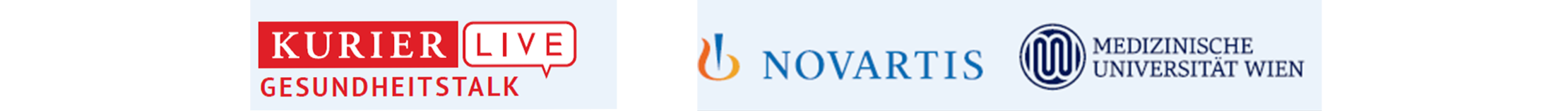 Banner Gesundheitstalk Logos von Novartis, der Universität Wien und des KURIER Gesundheitstalks