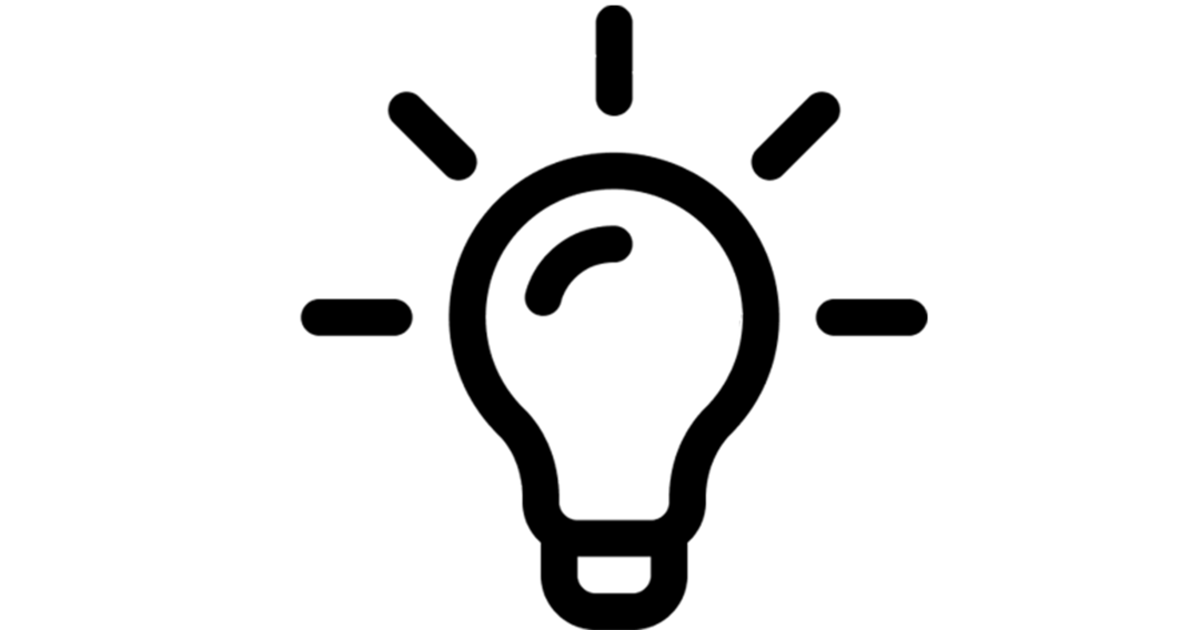Icon einer Glühbirne in einer Sprechblase.