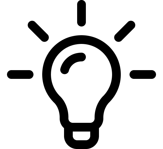 Icon einer leuchtenden Glühbirne.