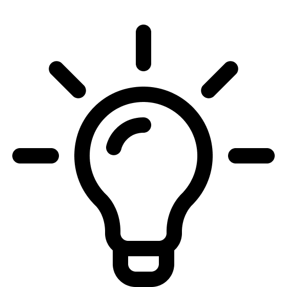 Icon einer leuchtenden Glühbirne.